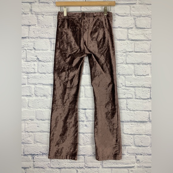 Free People Taupe Brown Velvet Cropped Flare Pants Size 24 Bohemian 90’s Y2K - Picture 8 of 15
